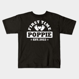 First Time Poppie Est 2022 Funny New Poppie Gift Kids T-Shirt